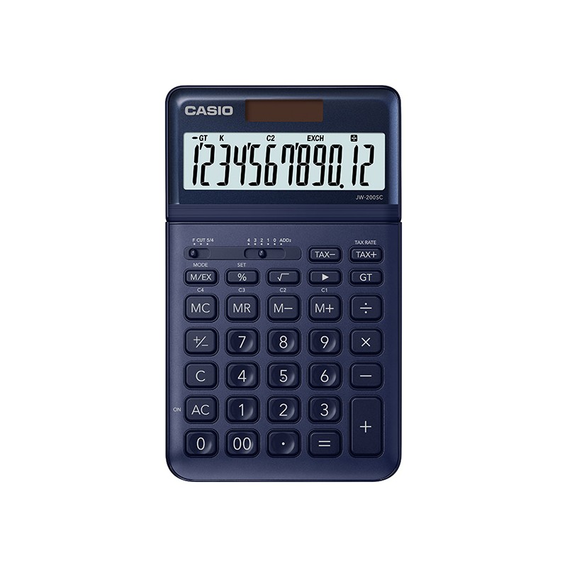 Casio Kalkulačka JW 200 SC NY, modrá, dvanáctimístná, duální napájení, sklápěcí displej