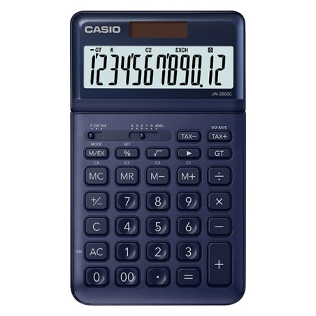 Casio Kalkulačka JW 200 SC NY, modrá, dvanáctimístná, duální napájení, sklápěcí displej