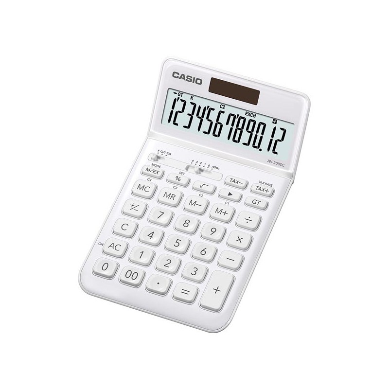 Casio Kalkulačka JW 200 SC WE, bílá, stolní, dvanáctimístná
