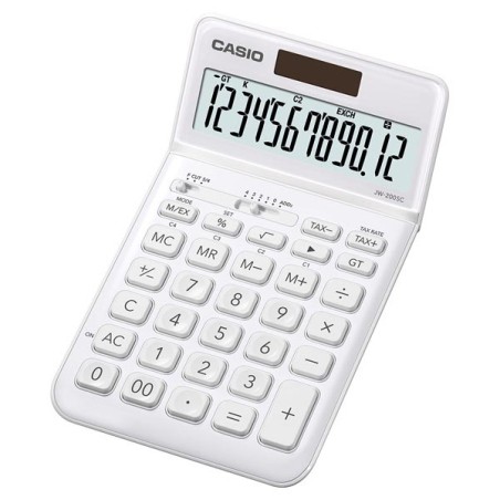 Casio Kalkulačka JW 200 SC WE, bílá, stolní, dvanáctimístná