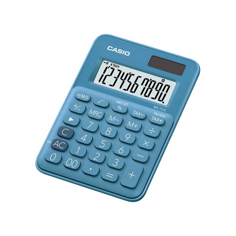 Casio Kalkulačka MS 7 UC BU, modrá, desetimístná, duální napájení