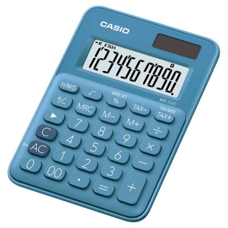 Casio Kalkulačka MS 7 UC BU, modrá, desetimístná, duální napájení
