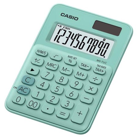 Casio Kalkulačka MS 7 UC GN, tyrkysová, desetimístná, duální napájení