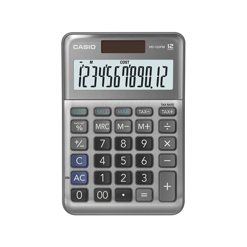 Casio Kalkulačka MS 120 FM, stříbrná, stolní s výpočtem DPH, marže, procent včetně zisku