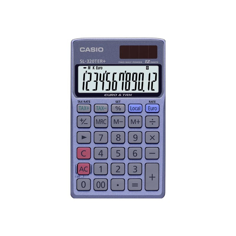 Casio Kalkulačka SL 320 TER+, stříbrná, stolní s převodem měn, výpočtem DPH, výpočtem %