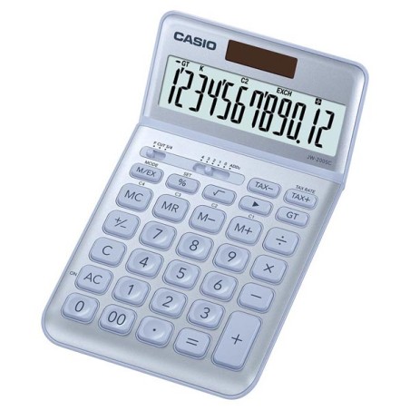 Casio Kalkulačka JW 200 SC BU, stříbrná, dvanáctimístná, duální napájení, sklápěcí displej