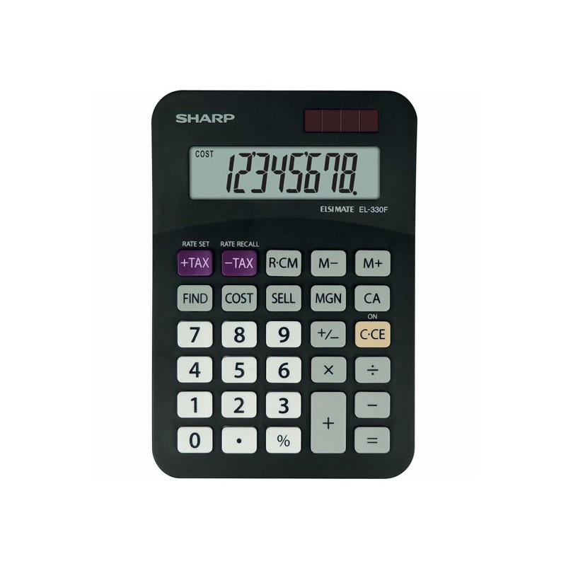 Sharp Kalkulačka EL-330FBBK, černá, stolní, osmimístná