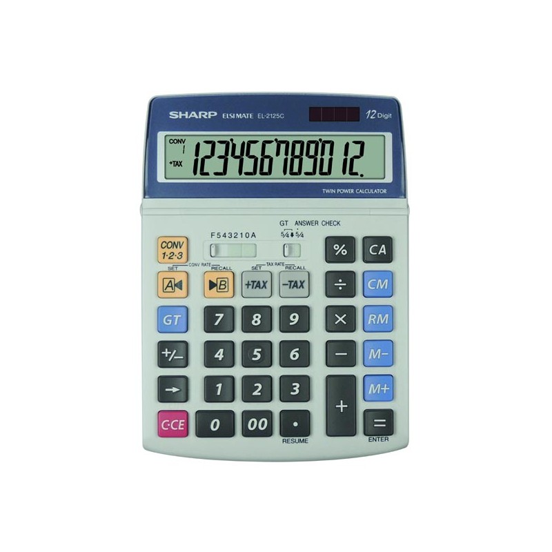 Sharp Kalkulačka EL-2125C, šedá, stolní, dvanáctimístná