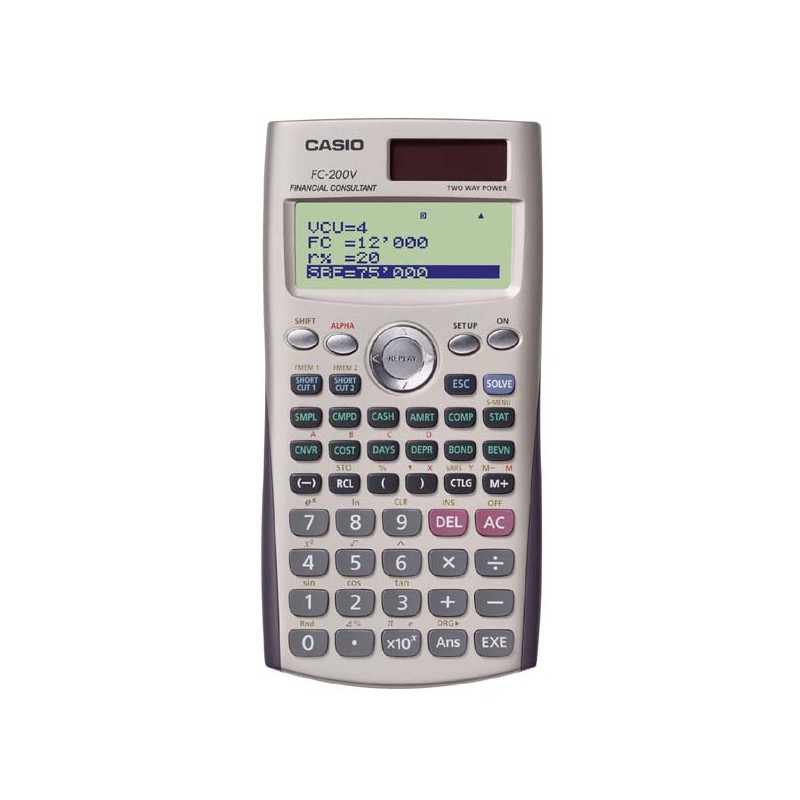 Kalkulačka Casio, FC 200 V, bílá, finanční s 4 řákovým displejem