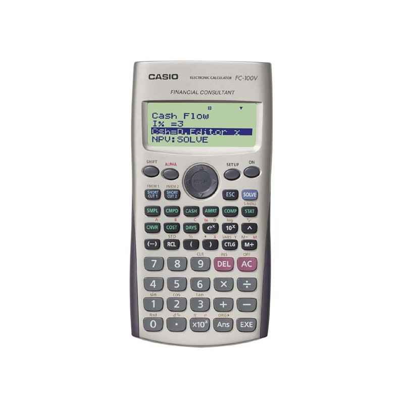 Kalkulačka Casio, FC 100 V, bílá, finanční s 4 řákovým displejem
