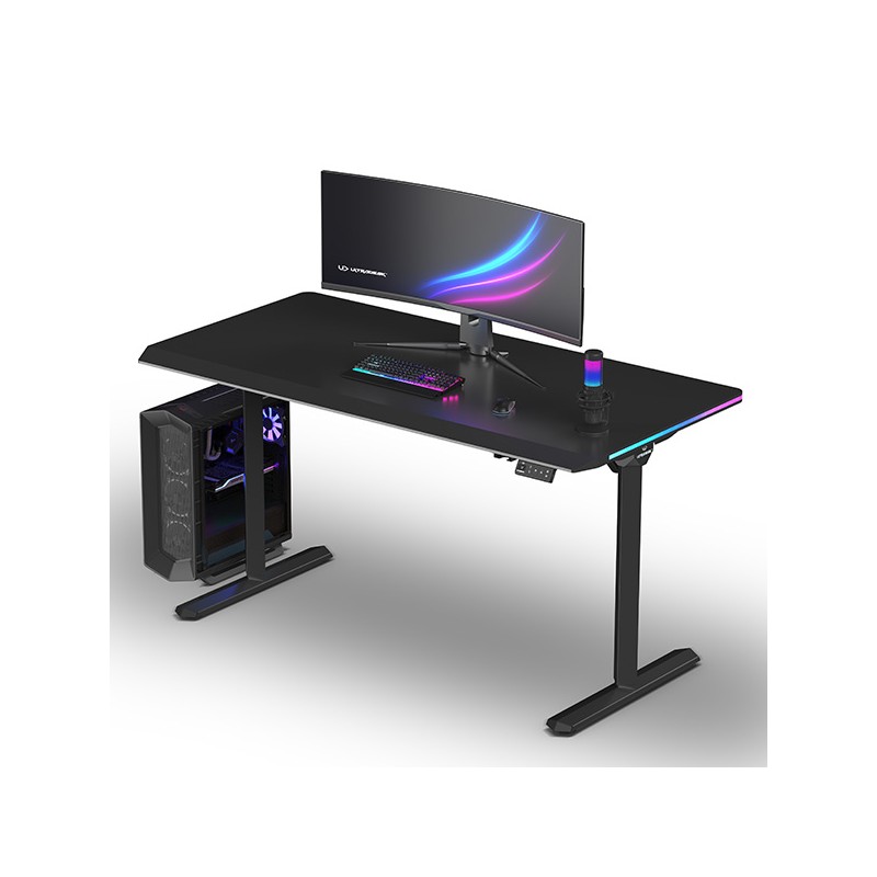 ULTRADESK Herní stůl QUEST, 140x70cm, 72-120cm, černá-černá