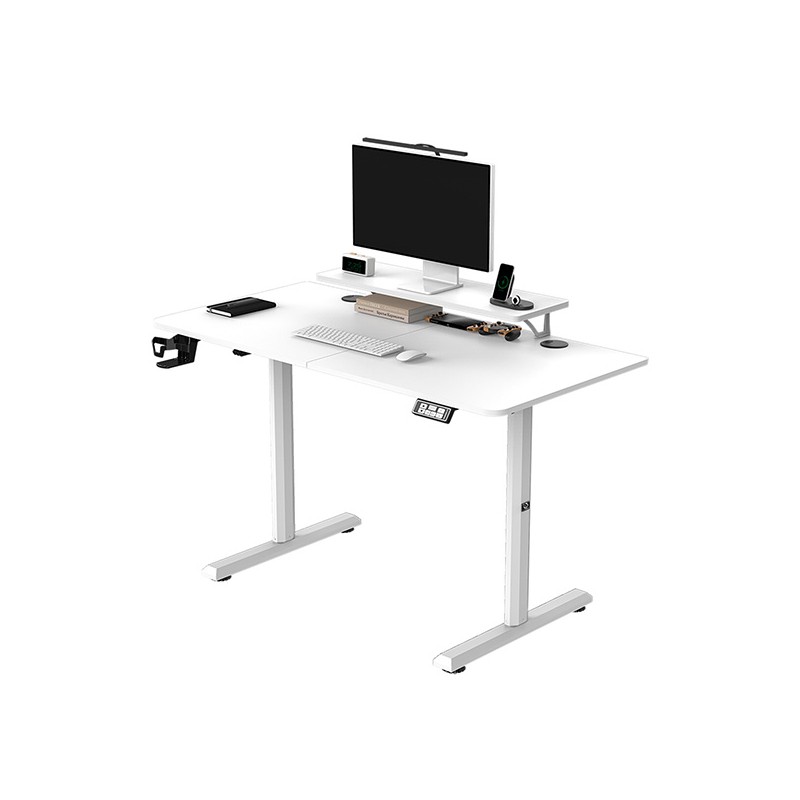 ULTRADESK HIGHLANDER WHITE Pracovní stůl s elektricky nastavitelnou výškou s držákem sluchátek a klipem na kabely 120X60 cm