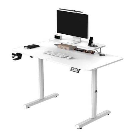 ULTRADESK HIGHLANDER WHITE Pracovní stůl s elektricky nastavitelnou výškou s držákem sluchátek a klipem na kabely 120X60 cm