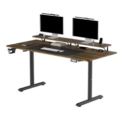 ULTRADESK HIGHLANDER XXL BROWN Pracovní stůl s elektricky nastavitelnou výškou s držákem sluchátek a klipem na kabely 160X70