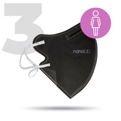 Nano respirátor, FFP2, černý, dámský, 3ks, Nanolab, DOPRODEJ