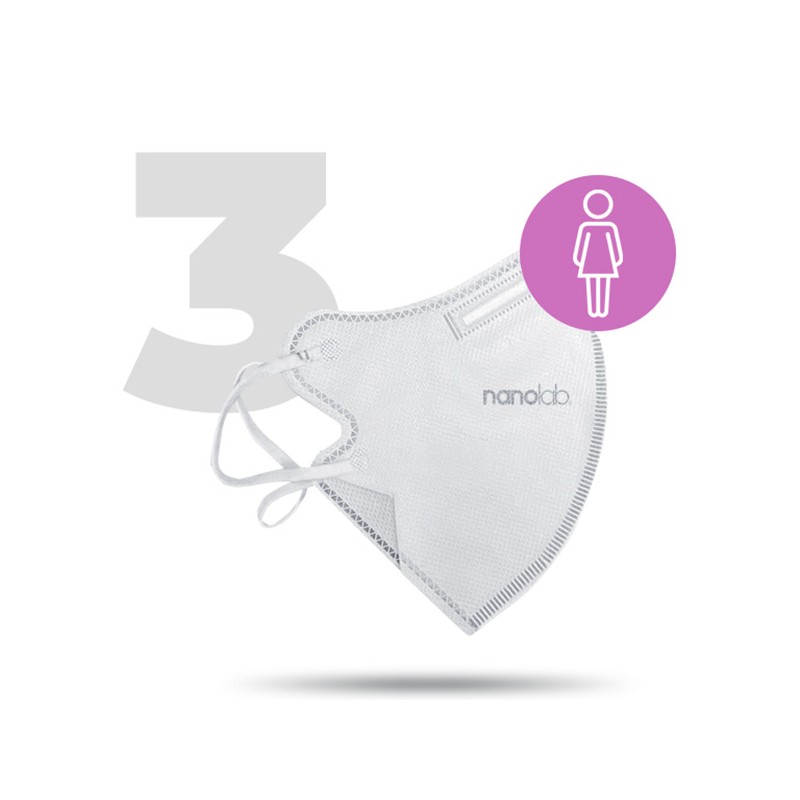 Nano pratelný respirátor, FFP2, bílý, dámský, 3ks, Nanolab, DOPRODEJ