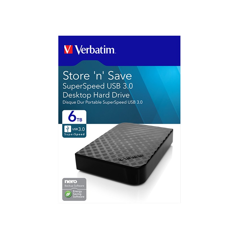 Verbatim Externí pevný disk, Store,N,Save, 3.5", USB 3.0, 6TB, 6000GB, 47686, černá