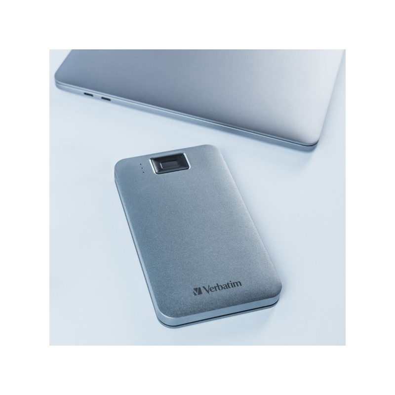 Verbatim externí pevný disk, Executive Fingerprint Secure HDD, 2.5", USB 3.0 (3.2 Gen 1), 2TB, 53653, šedý, šifrovaný s čtečkou