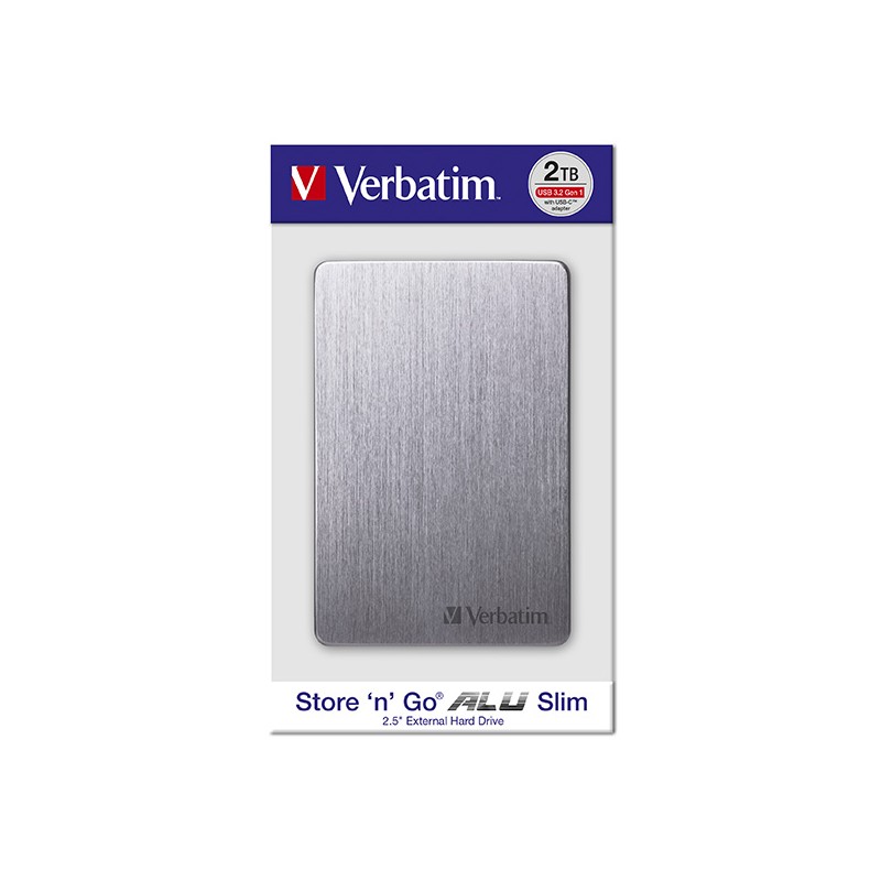 Verbatim externí pevný disk, Store,n,Go ALU Slim, 2.5", USB 3.0, 2TB, 2000GB, 53665, vesmírné šedý