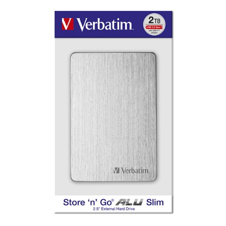 Verbatim externí pevný disk, Store,n,Go ALU Slim, 2.5", USB 3.0, 2TB, 2000GB, 53666, stříbrný