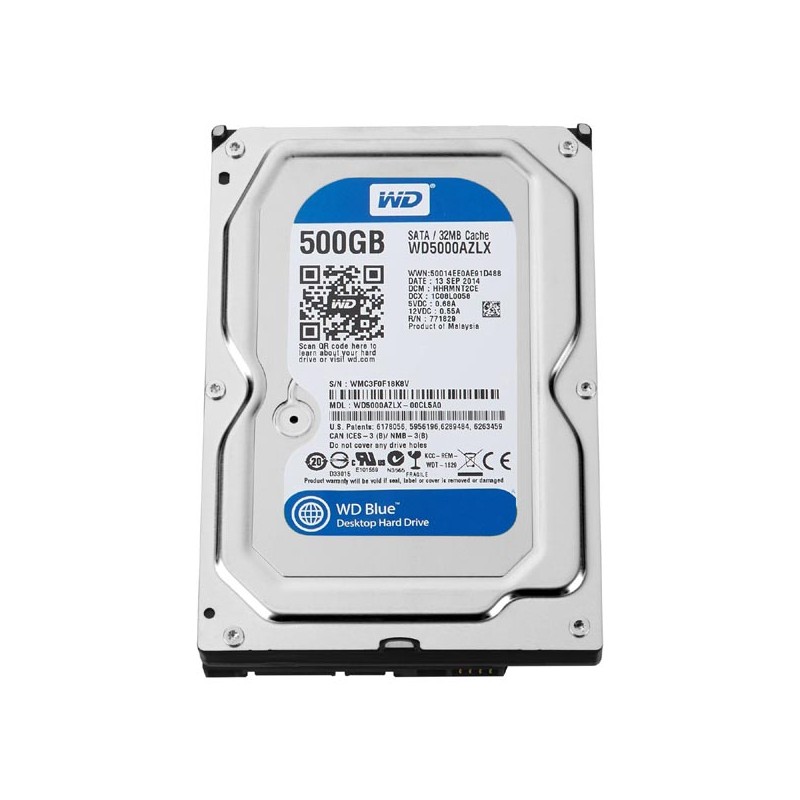 Western Digital interní pevný disk, WD Blue, 3.5", SATA III, 0,5TB, 500GB, WD5000AZLX