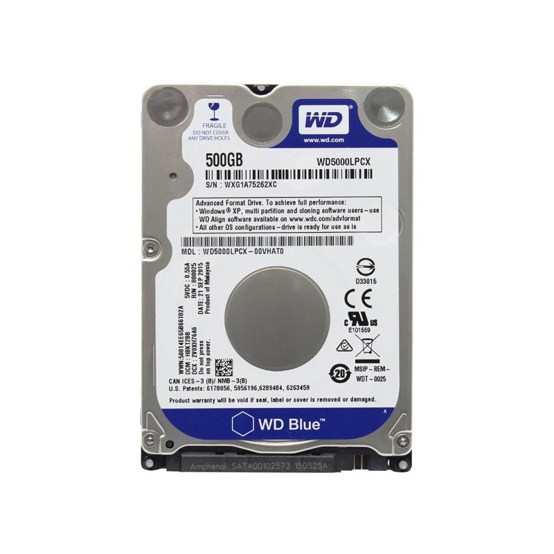 Western Digital interní pevný disk, WD Blue, 2.5", SATA III, 0,5TB, 500GB, WD5000LPCX