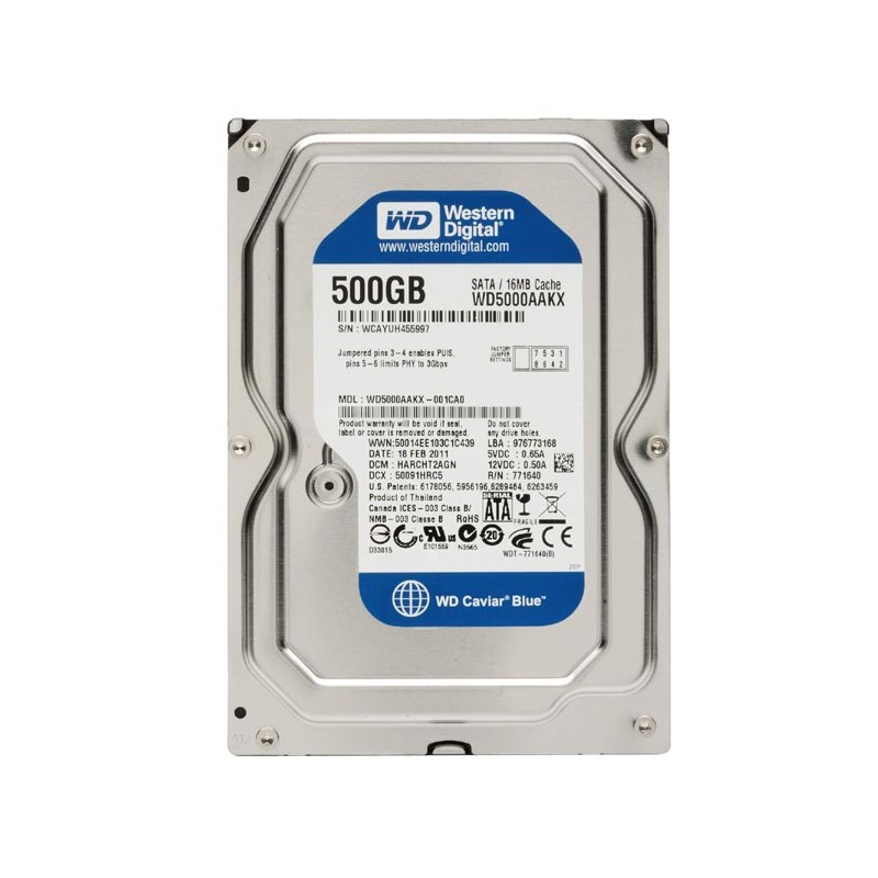 Western Digital interní pevný disk, WD Blue, 3.5", SATA III, 0,5TB, 500GB, WD5000AAKX