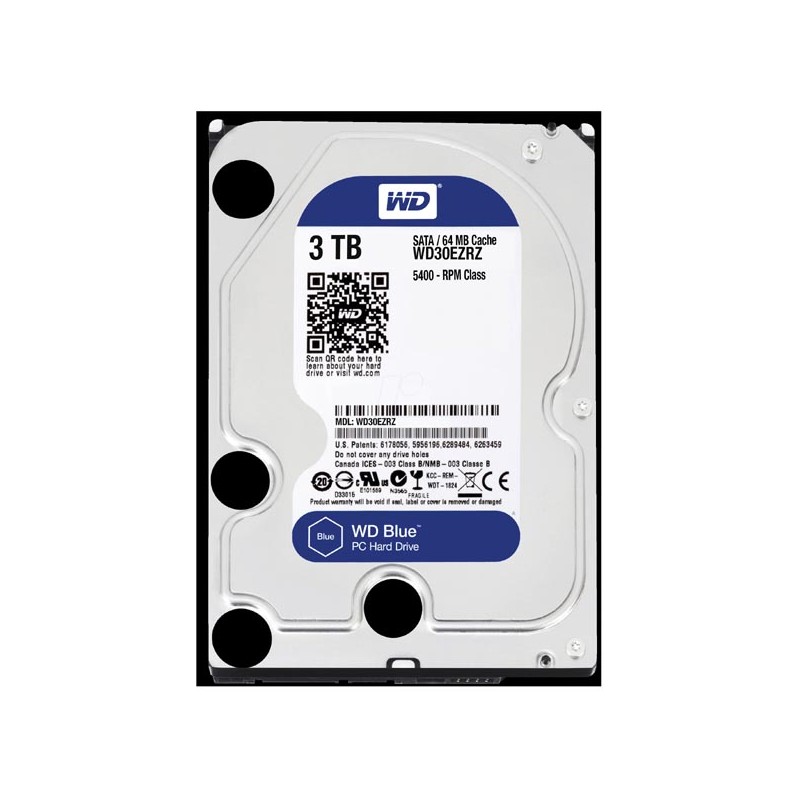 Western Digital interní pevný disk, WD Blue, 3.5", SATA III, 3TB, 3000GB, WD30EZRZ