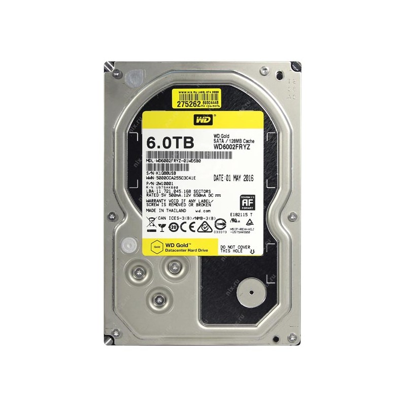 Western Digital interní pevný disk, WD Gold Raid, 3.5", SATA III, 6TB, 6000GB, WD6002FRYZ