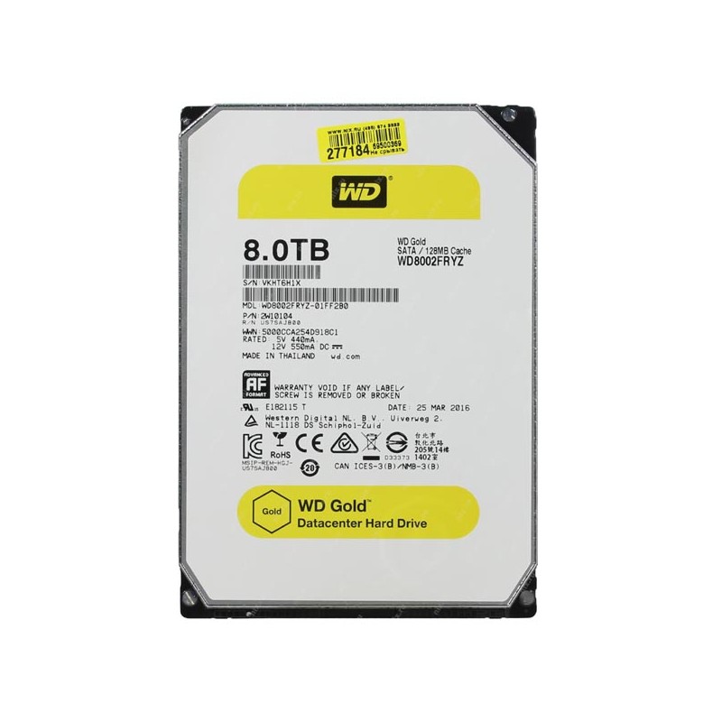 Western Digital interní pevný disk, WD Gold Raid, 3.5", SATA III, 8TB, 8000GB, WD8002FRYZ