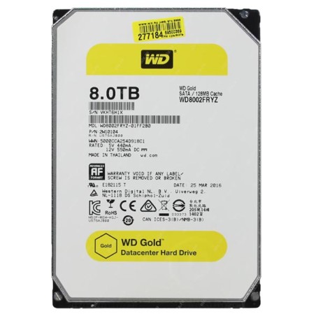 Western Digital interní pevný disk, WD Gold Raid, 3.5", SATA III, 8TB, 8000GB, WD8002FRYZ