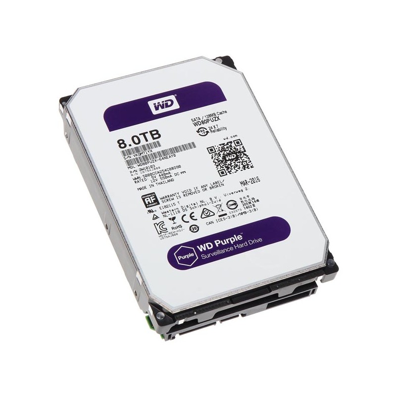Western Digital interní pevný disk, WD Purple, 3.5", SATA III, 8TB, 8000GB, WD80PURZ