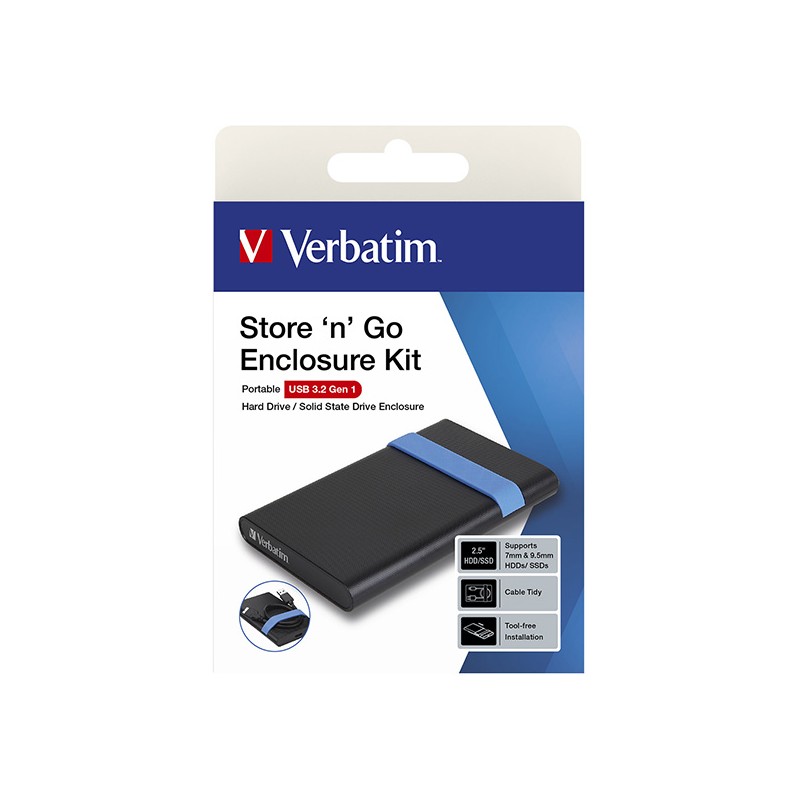 Sada krytů pro interní HDD/SSD, Verbatim, 2.5", Store,N,Go, USB 3.0 (3.2 Gen 1), 53106, černá