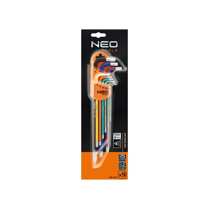 Klíče Torx 09-518, sada 9 ks, barevné, NEO TOOLS