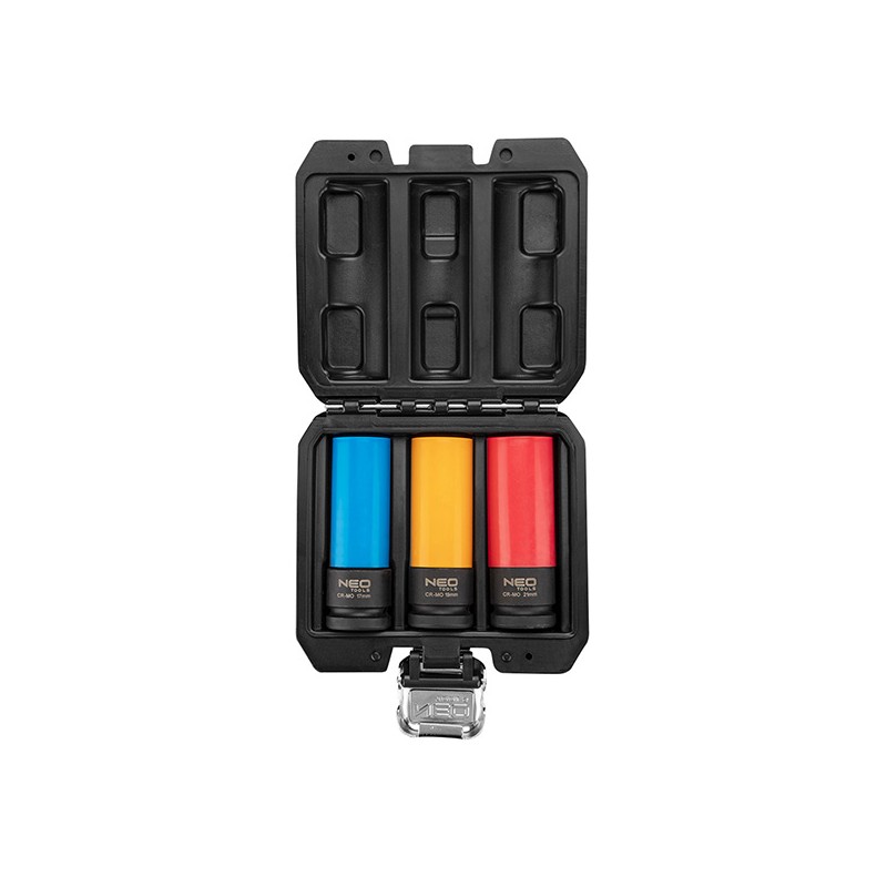 Nástrčné hlavice na pojistné matice kol, 12-350, sada 3 kusů (17mm, 19mm a 21mm), Neo Tools