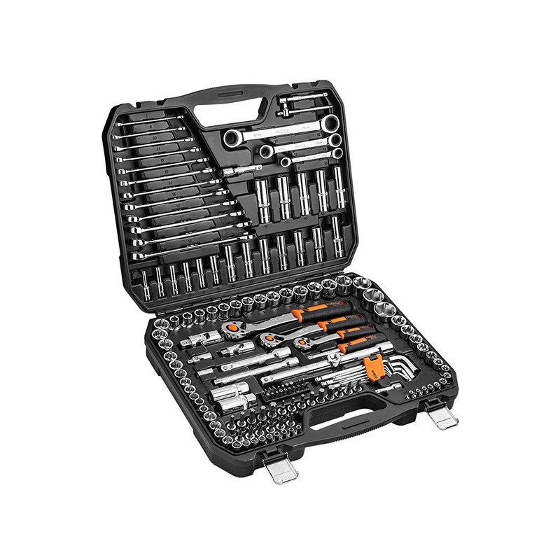 Sada nástrčných hlavic, 10-072, chrom-vanadiová ocel, kufřík, Neo Tools