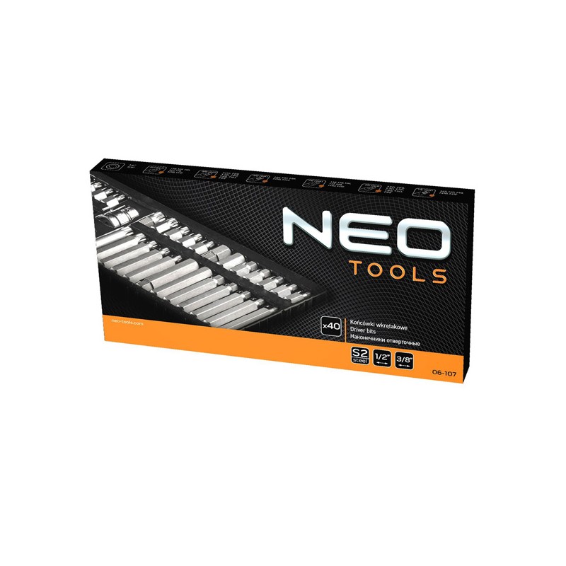 Šroubovací bity s držákem, 06-107, 40 ks, Sada, NEO TOOLS