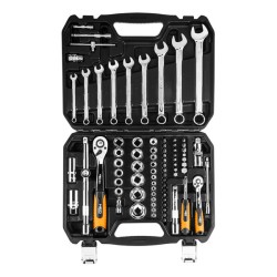 Sada nástrčných klíčů, 08-672, vyhnuté ráčny, šestihranné nástrčné hlavice, bity, z chrom-vanadiové oceli, Neo Tools, DOPRODEJ