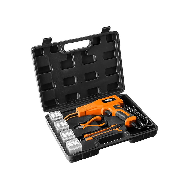 Plastová páječka 50W, 4 typy sponek, počet sponek po 50, 230V 50Hz, oranžová