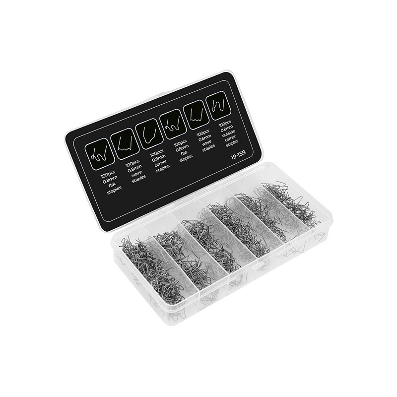Sada sponek pro sváření plastů 600 ks z polyesteru, 19-159, 12l, vysoce odolný plast, NEO TOOLS