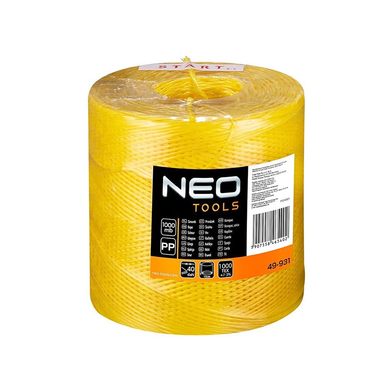 Stavební šňůra 2000 m z polyesteru, 49-934, 12l, odolná polypropylenová šňůra, NEO TOOLS