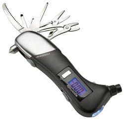Digitální měřič tlaku v pneumatikách Promate roadGear 0.1-10bar, černý, multifunkční, DOPRODEJ