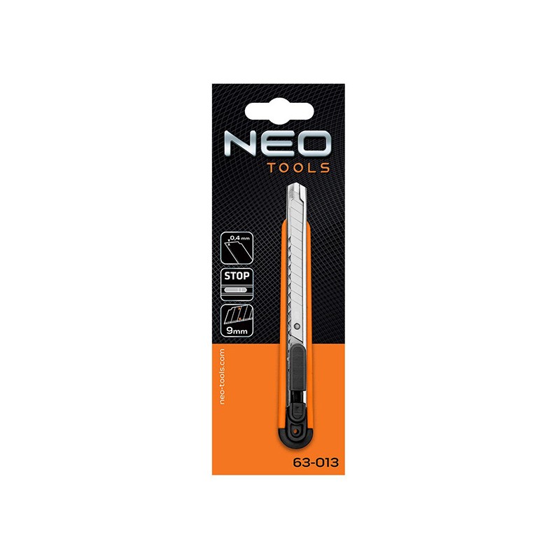 Neo Tools nůž s odlamovací čepelí, 0.4mm, 216mm, plastové pouzdro, ergonomický design