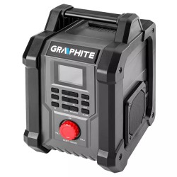 Graphite dílenské rádio, baterie, 18V, 2x15W, Li-Ion, černé