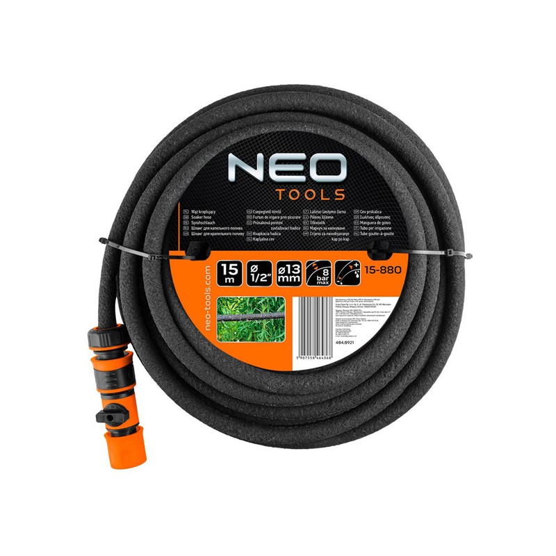 NEO TOOLS odkapávací hadice 15m, 1/2", 8bar, černá, 15-880
