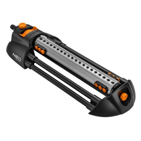 NEO TOOLS oscilační postřikovač, 20 trysek pro plochu až 16x20m, 1/2" i 3/4", oranžovo-černý, 15-772