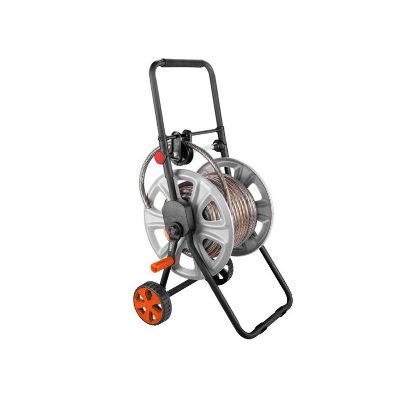NEO TOOLS vozík pro zahradní hadici s navijákem až 60m 1/2" nebo 20m 3/4", šedo-černý, 15-792