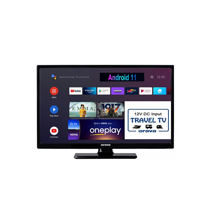 Televize Orava, LT-ANDR24 1224, 24", HD Ready 1366x768, 50/60 Hz, černá, Android TV