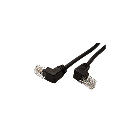 UTP patchkabel kat. 5e, lomené konektory (90°), černý, 0,5m