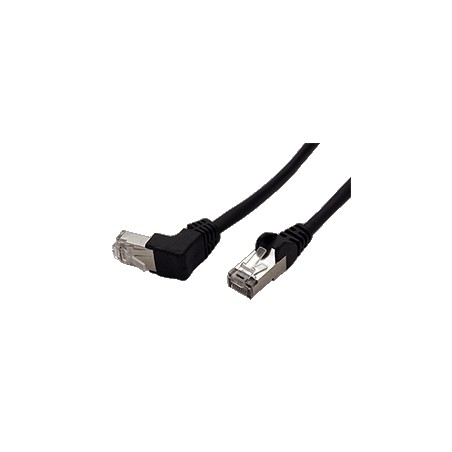 FTP patchkabel kat. 5e, 1 lomený konektor (90°), černý, 0,25m